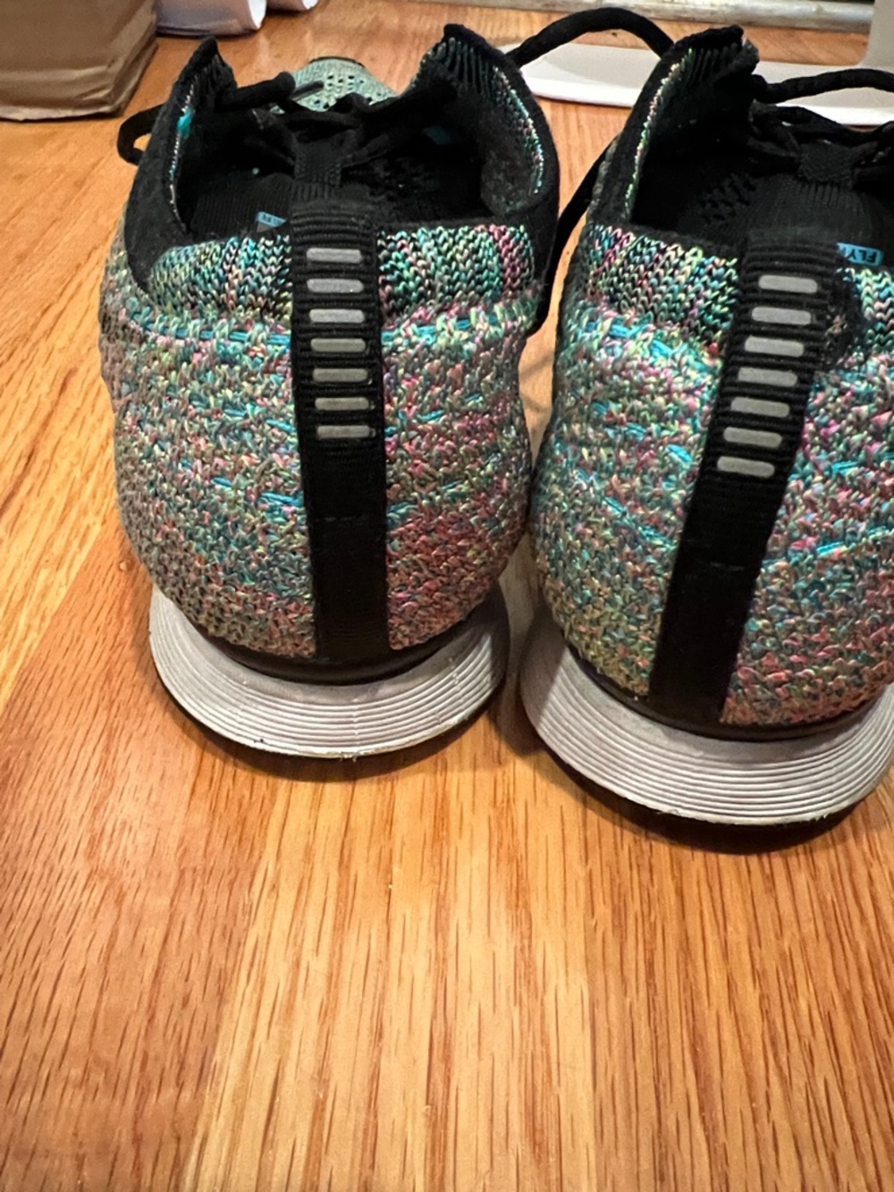 Nike Multicolor Flyknit Sneakers with Black Swoosh - Picture 7 of 9